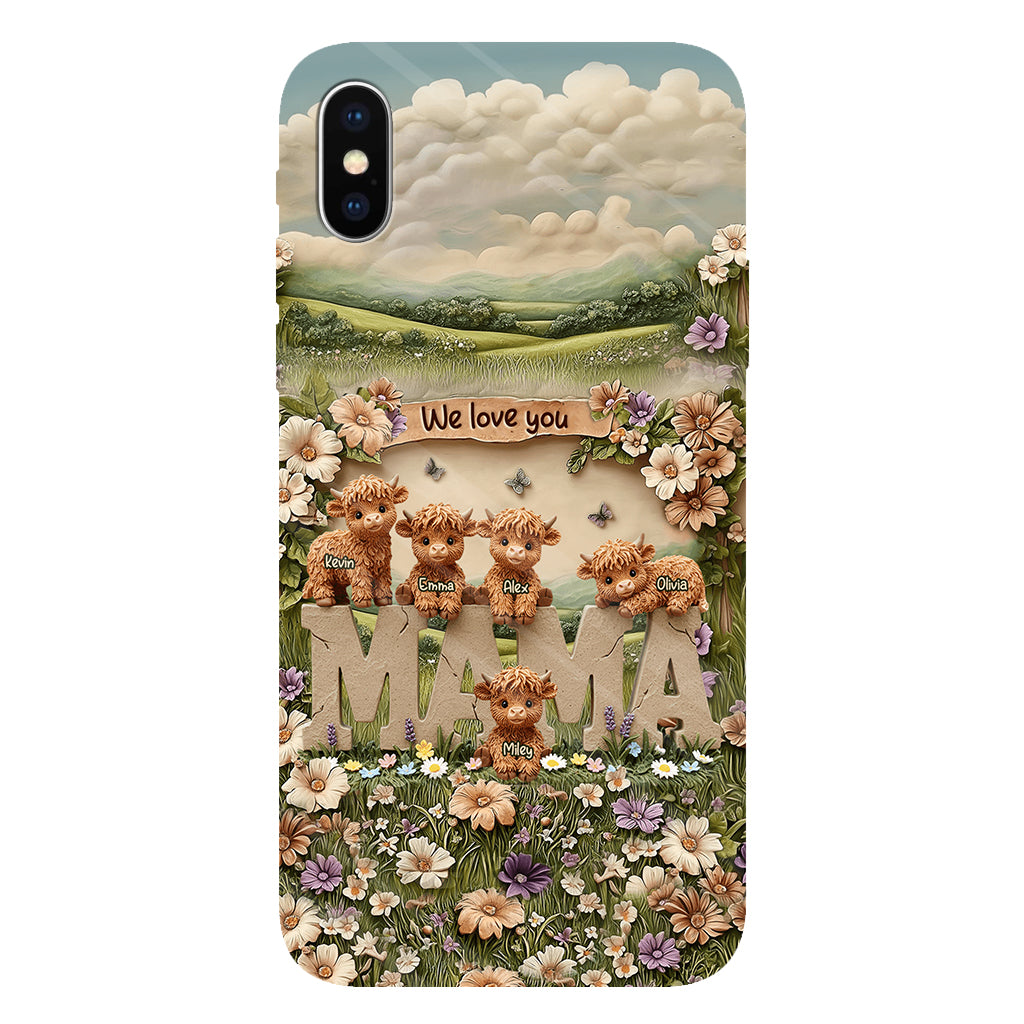 Coque de téléphone personnalisée avec motif vache des Highlands mignonne, maman et grand-mère - Coque de téléphone imprimée intégralement pour maman