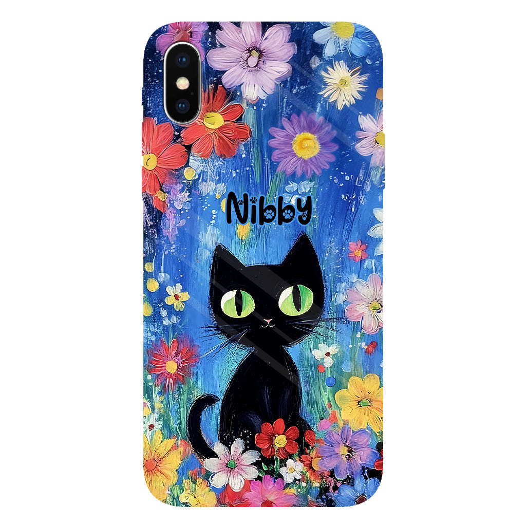 Coque de téléphone personnalisée avec motif chat noir mignon - Chat mignon