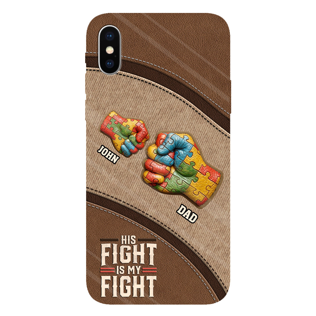 Son combat est mon combat - Coque de téléphone personnalisée avec impression intégrale pour la sensibilisation à l'autisme