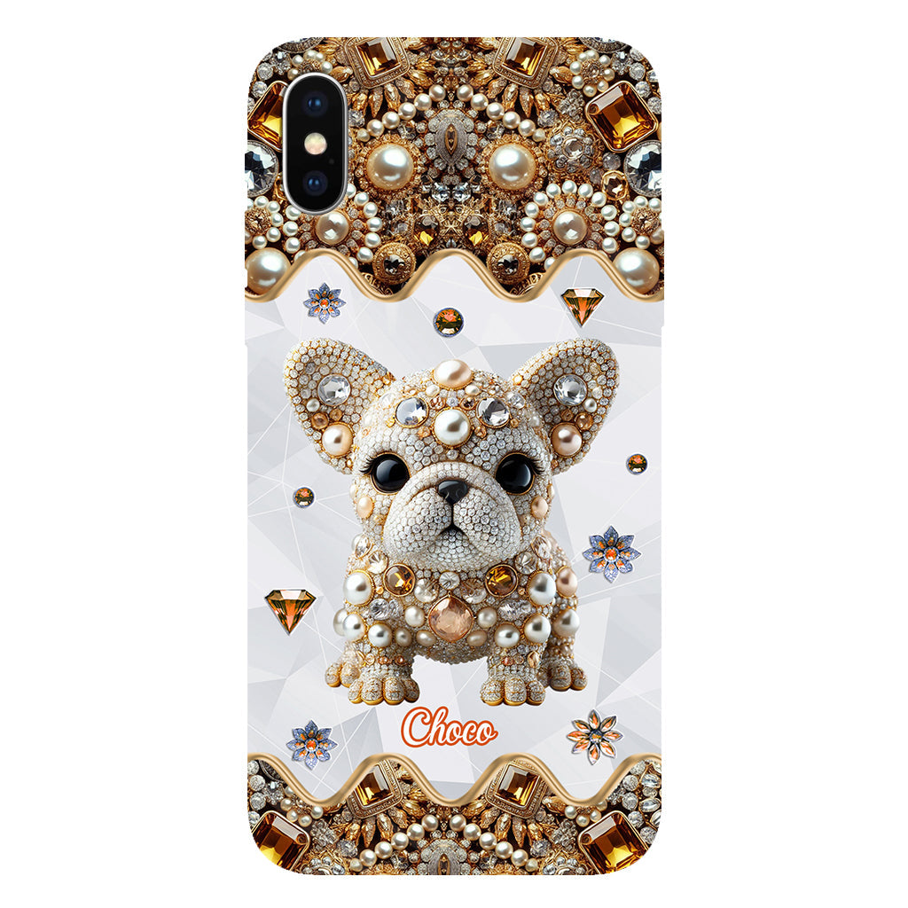 Coque de téléphone personnalisée avec motif intégral de bouledogue français « J’adore »