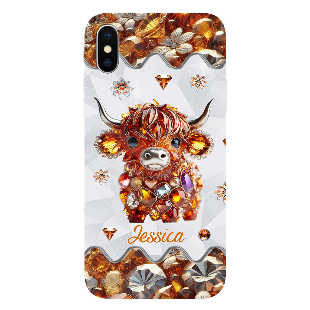 Coque de téléphone personnalisée avec impression intégrale « Juste une fille qui aime les vaches des Highlands »