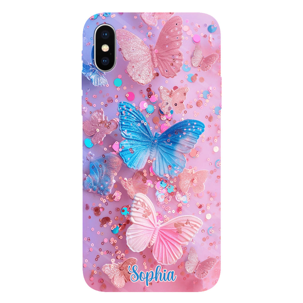 Coque de téléphone personnalisée avec motif papillon scintillant - Papillons scintillants