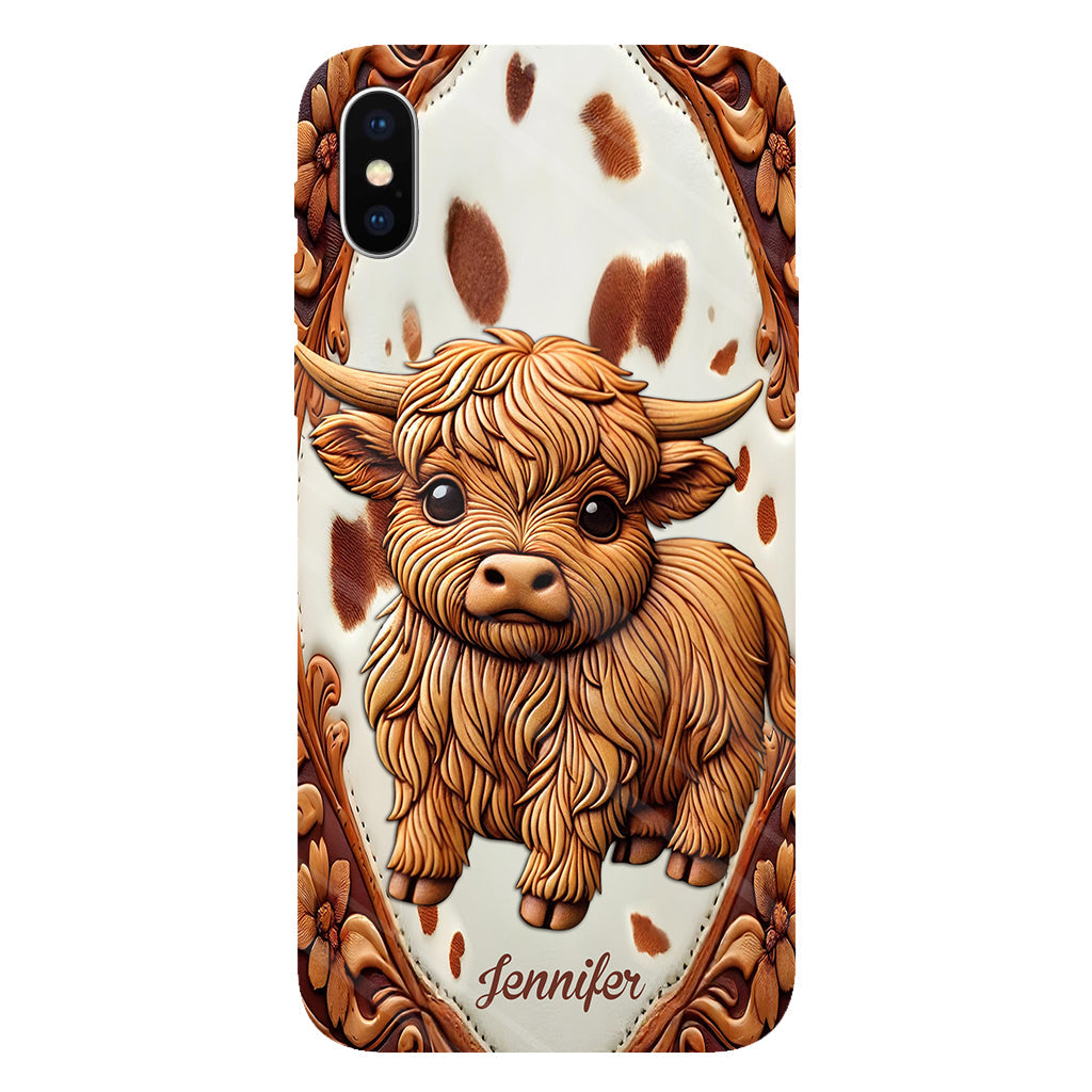 Coque de téléphone personnalisée avec impression intégrale « J’adore les vaches des Highlands »
