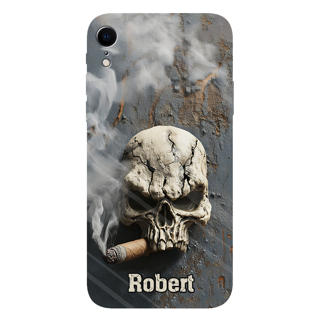 Coque de téléphone personnalisée Skull Cigar - Motif crâne intégral