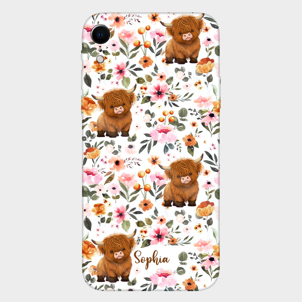 Coque de téléphone personnalisée avec motif vache des Highlands et imprimé intégral