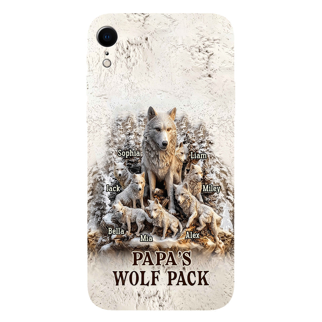 Coque de téléphone personnalisée « La meute de loups de papa » avec impression intégrale