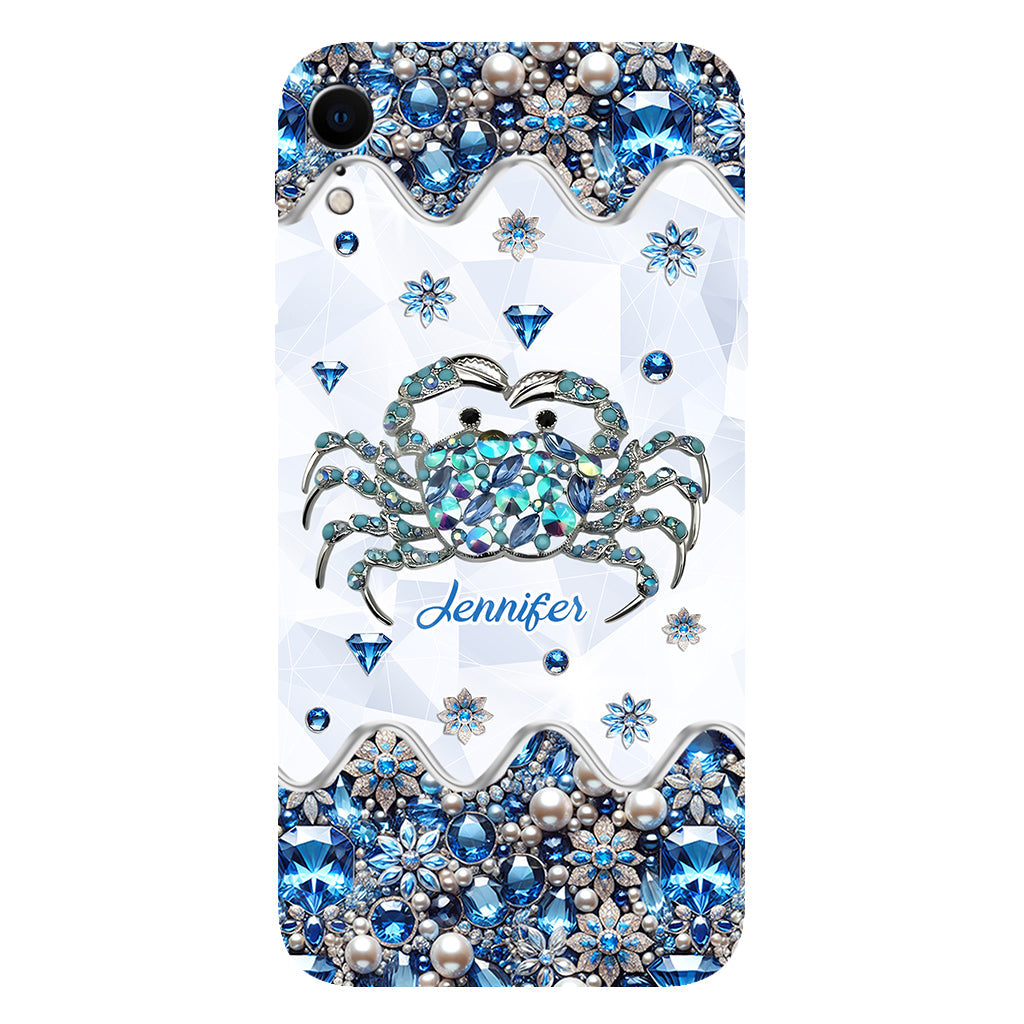 Élégante coque de téléphone personnalisée « Crabe bleu élégant » pour amoureux de la mer