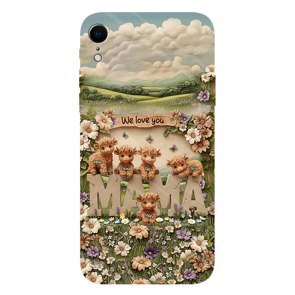 Coque de téléphone personnalisée avec motif vache des Highlands mignonne, maman et grand-mère - Coque de téléphone imprimée intégralement pour maman