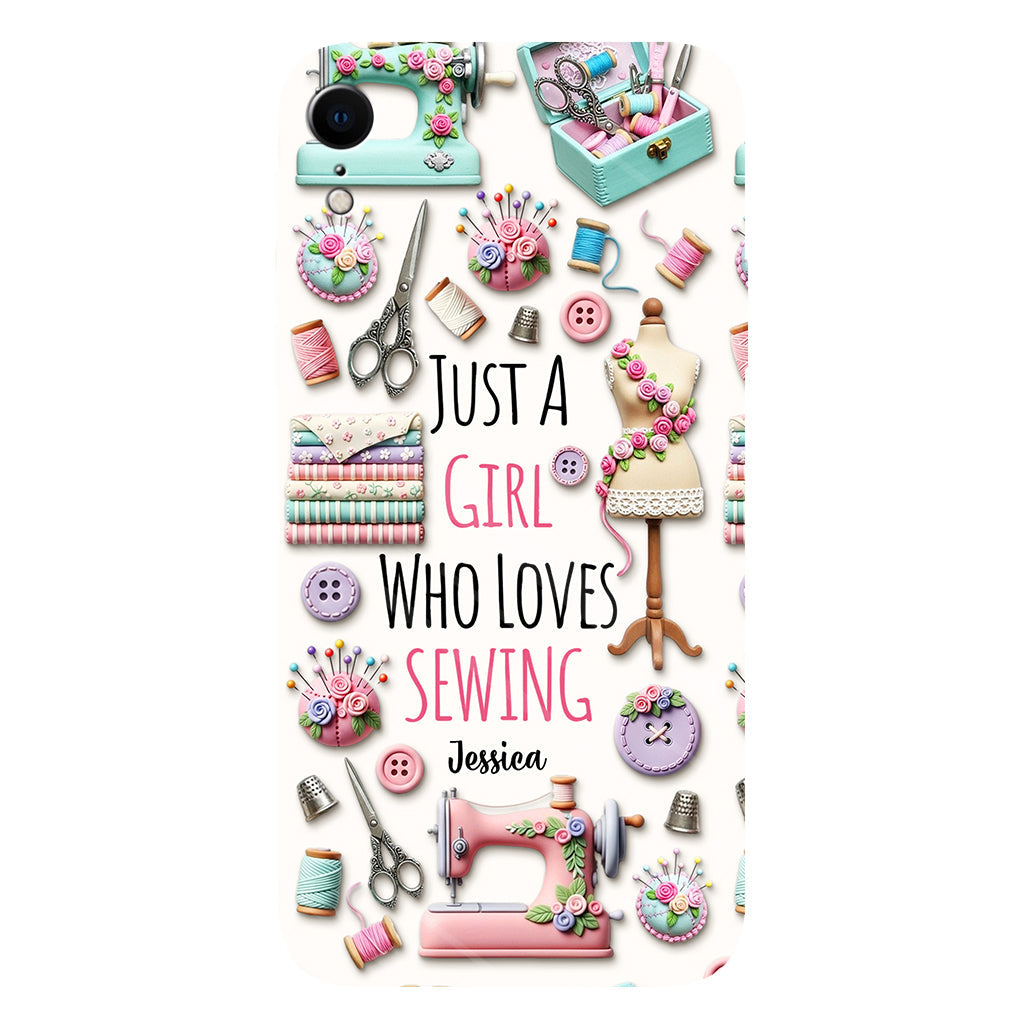 Coque de téléphone personnalisée « Juste une fille qui aime coudre » avec impression intégrale