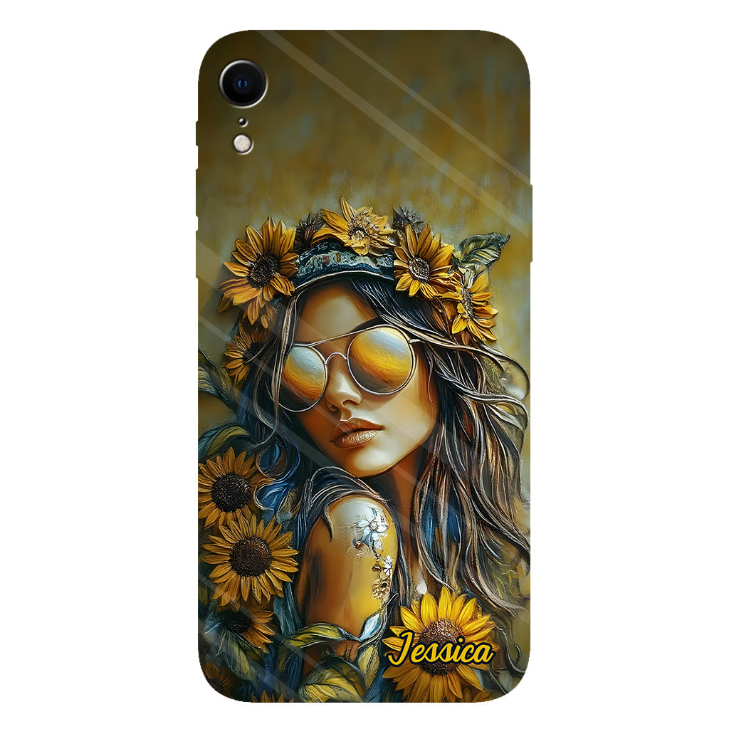 Coque de téléphone personnalisée Hippie Soul Sunflower Girl - Motif hippie intégral