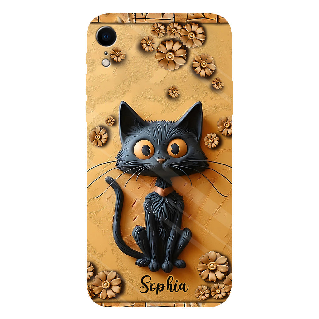 Cute Black Cat - Personalized Black Cat Full Print Phone Case