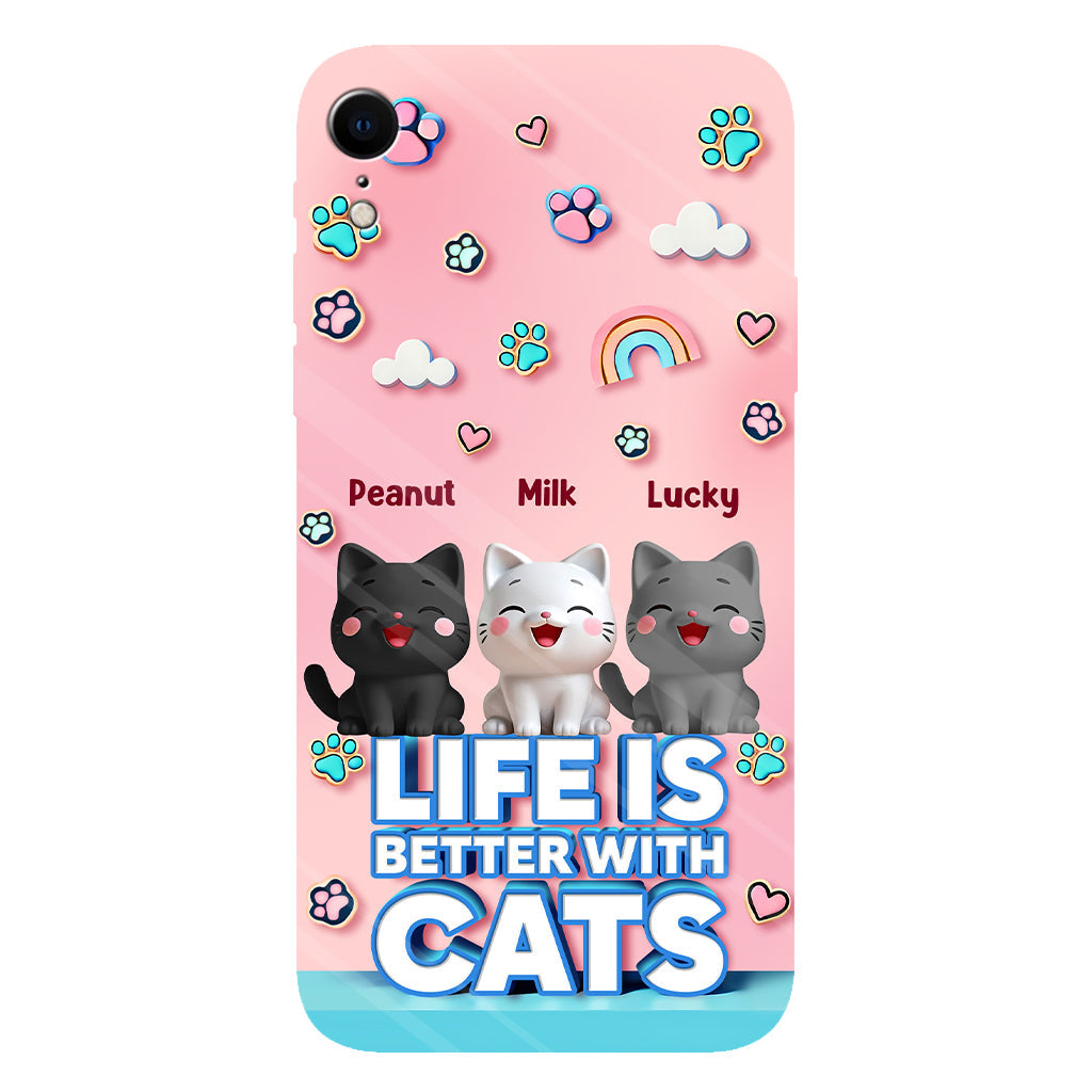 La vie est plus belle avec un chat - Coque de téléphone personnalisée avec motif chat.