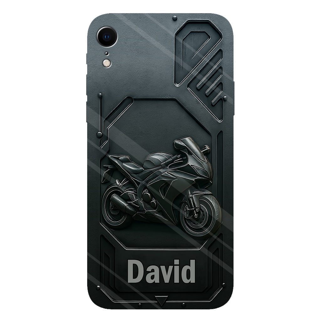 Coque de téléphone personnalisée pour motard, style cruiser/sportif, avec impression intégrale.