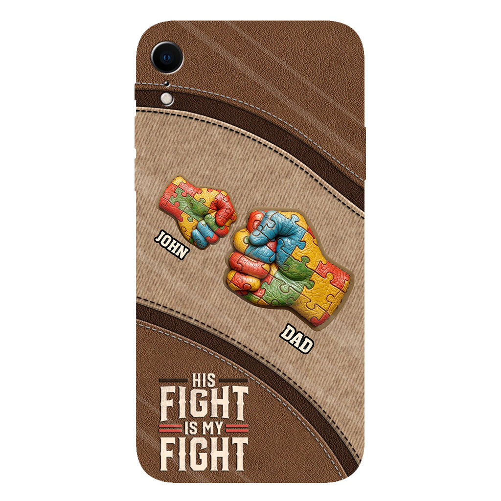 Son combat est mon combat - Coque de téléphone personnalisée avec impression intégrale pour la sensibilisation à l'autisme