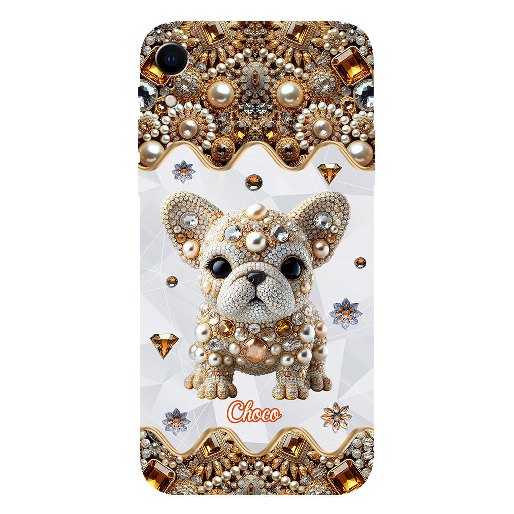 Coque de téléphone personnalisée avec motif intégral de bouledogue français « J’adore »