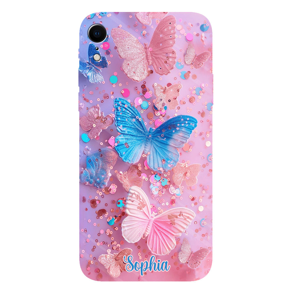 Coque de téléphone personnalisée avec motif papillon scintillant - Papillons scintillants