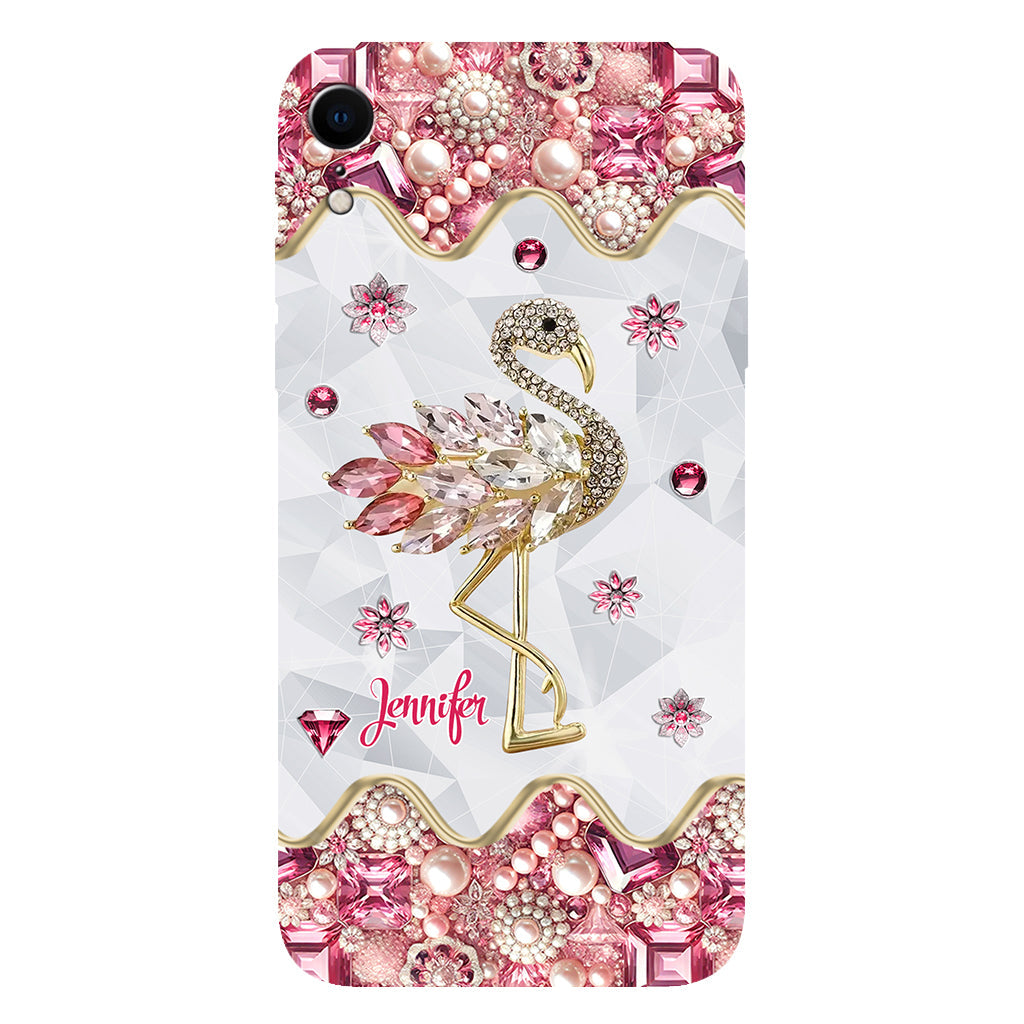 Juste une fille qui aime les flamants roses - Coque de téléphone personnalisée avec impression intégrale de flamants roses