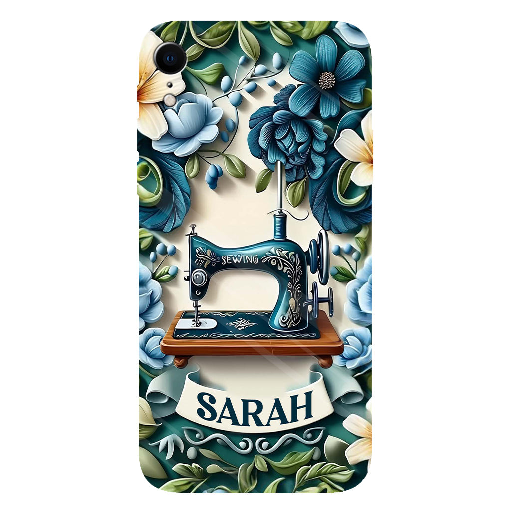 Blue Sewing Machine - Personalized Sewing Full Print Phone Case