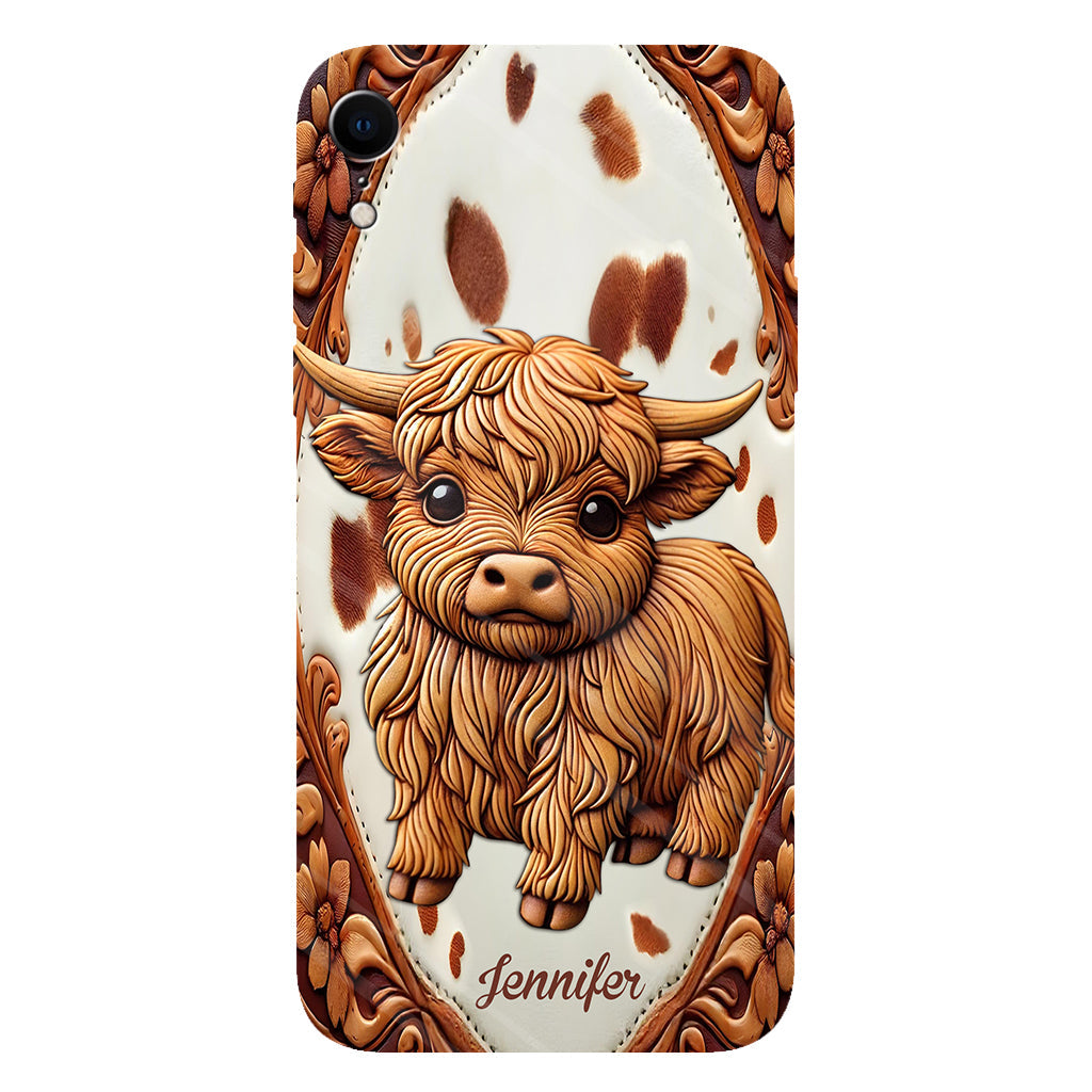 Coque de téléphone personnalisée avec impression intégrale « J’adore les vaches des Highlands »
