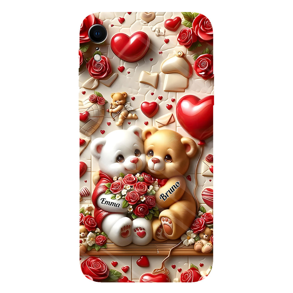 Couple d'ours mignons - Coque de téléphone personnalisée avec impression intégrale pour couple
