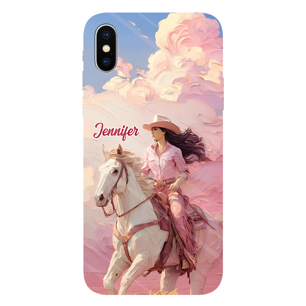 Coque de téléphone personnalisée avec imprimé intégral « Cowgirl rose »