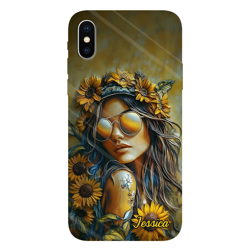Coque de téléphone personnalisée Hippie Soul Sunflower Girl - Motif hippie intégral