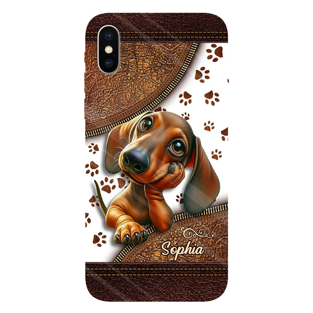 Coque de téléphone personnalisée avec un adorable teckel et un motif intégral de chien
