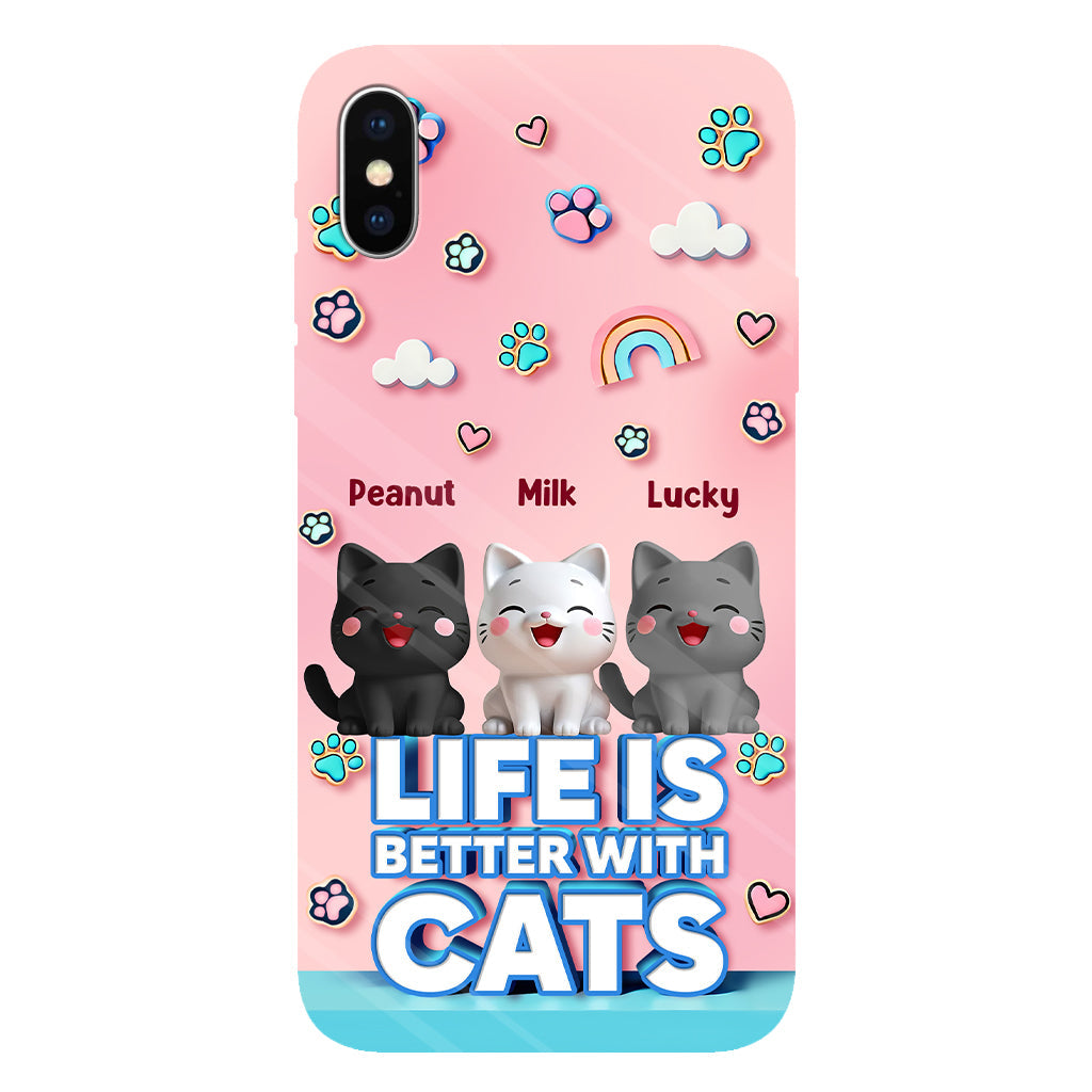 La vie est plus belle avec un chat - Coque de téléphone personnalisée avec motif chat.