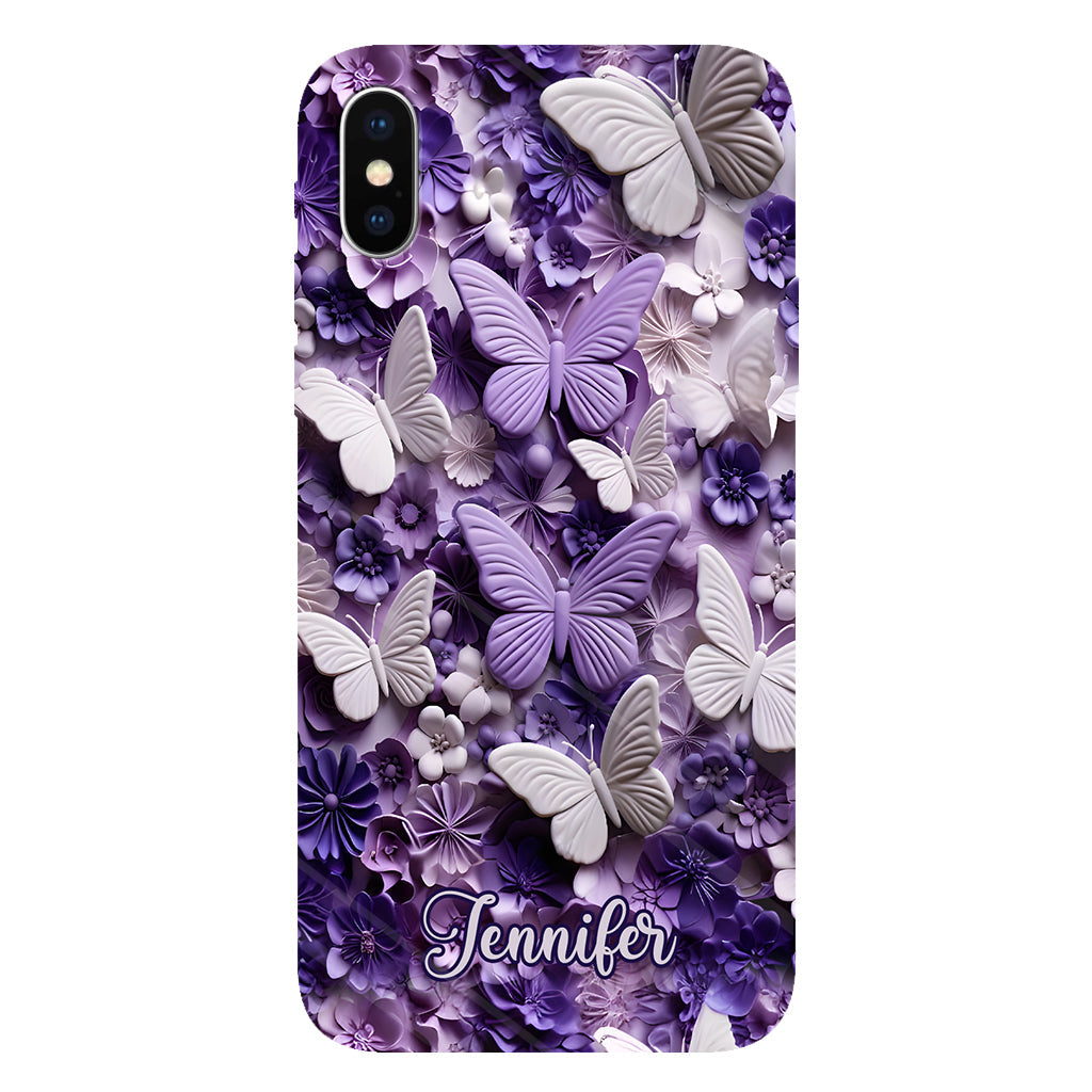 Purple Butterflies - Personalized Butterfly Full Print Phone Case