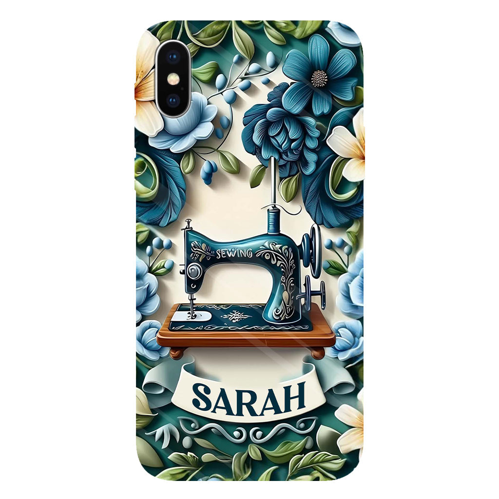 Blue Sewing Machine - Personalized Sewing Full Print Phone Case