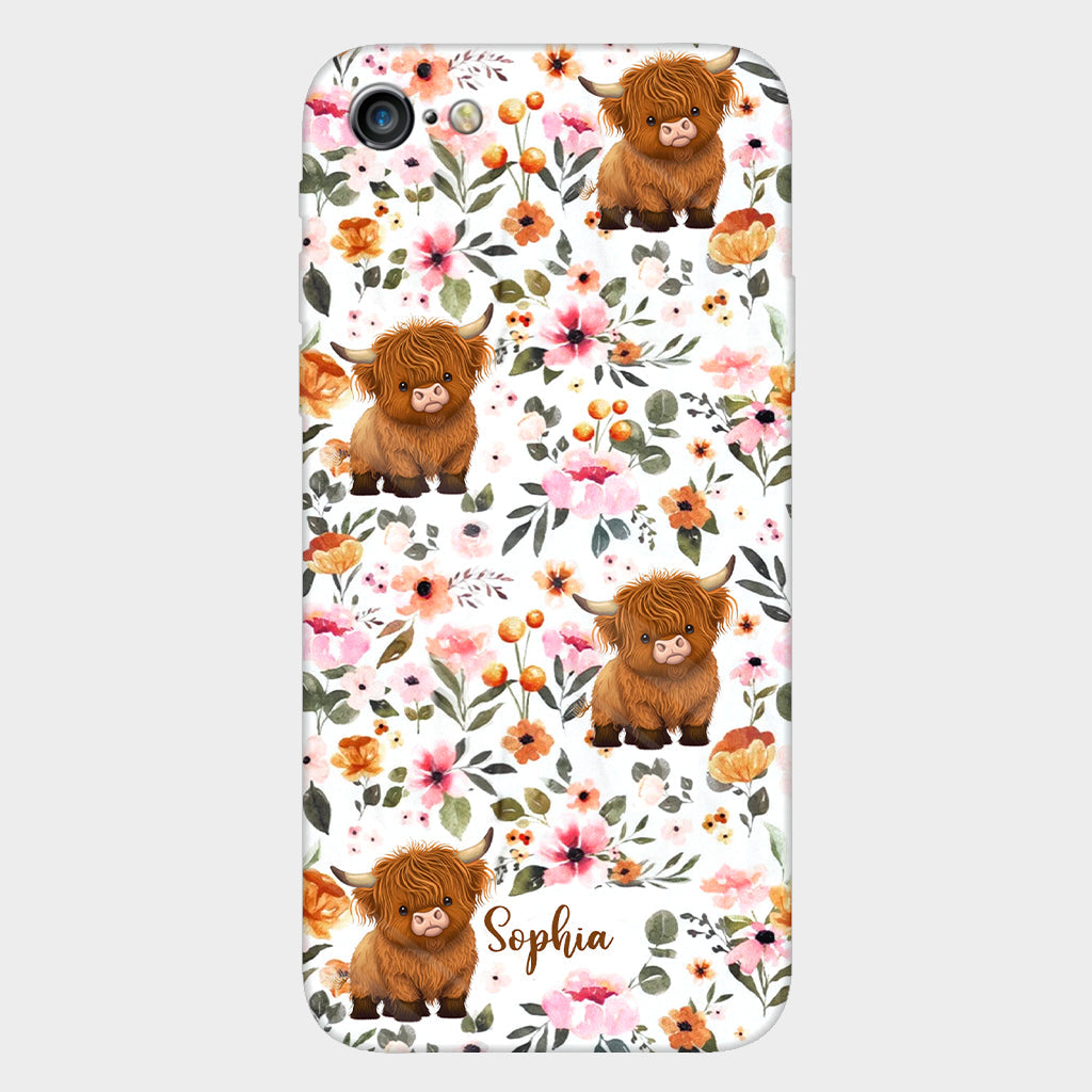 Coque de téléphone personnalisée avec motif vache des Highlands et imprimé intégral