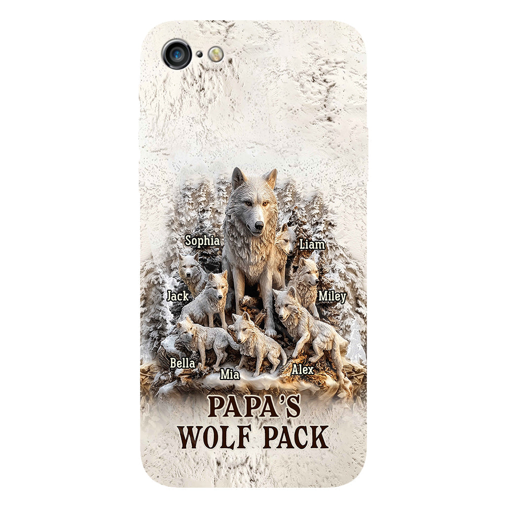 Coque de téléphone personnalisée « La meute de loups de papa » avec impression intégrale