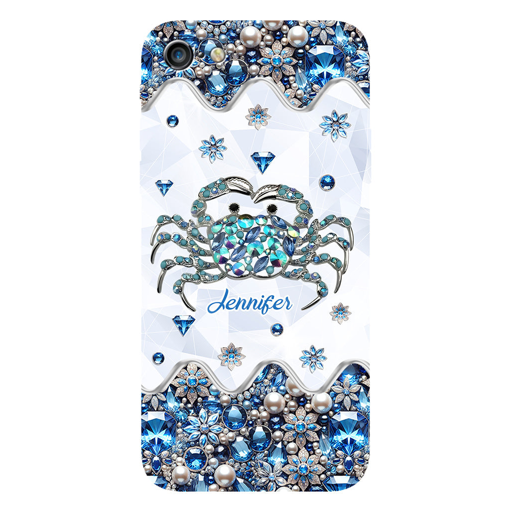 Élégante coque de téléphone personnalisée « Crabe bleu élégant » pour amoureux de la mer