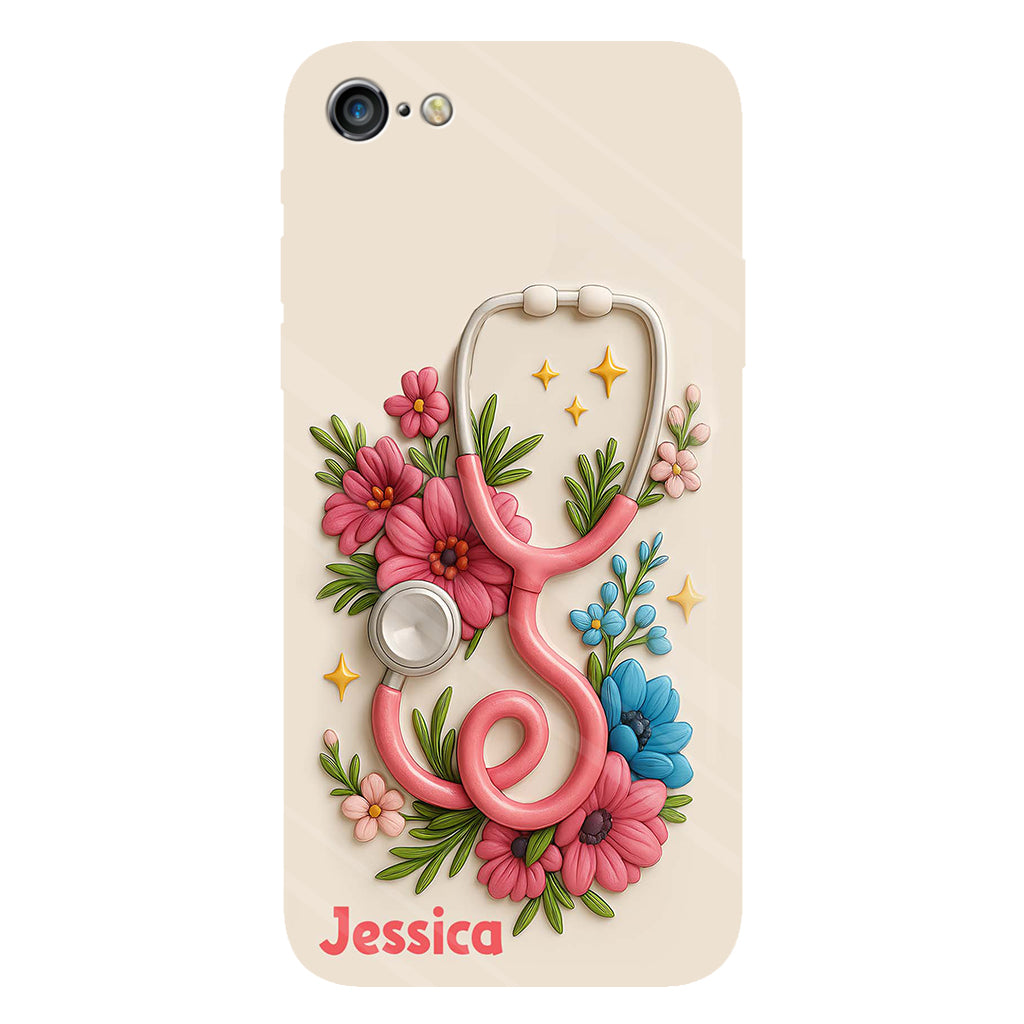 Floral Stethoscope - Personalized Nurse Full Print Phone Case