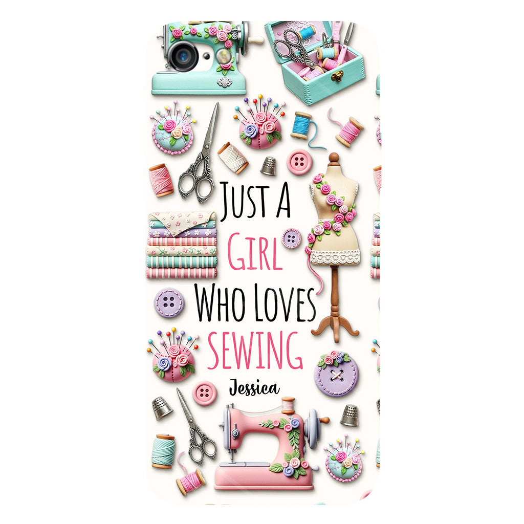 Coque de téléphone personnalisée « Juste une fille qui aime coudre » avec impression intégrale
