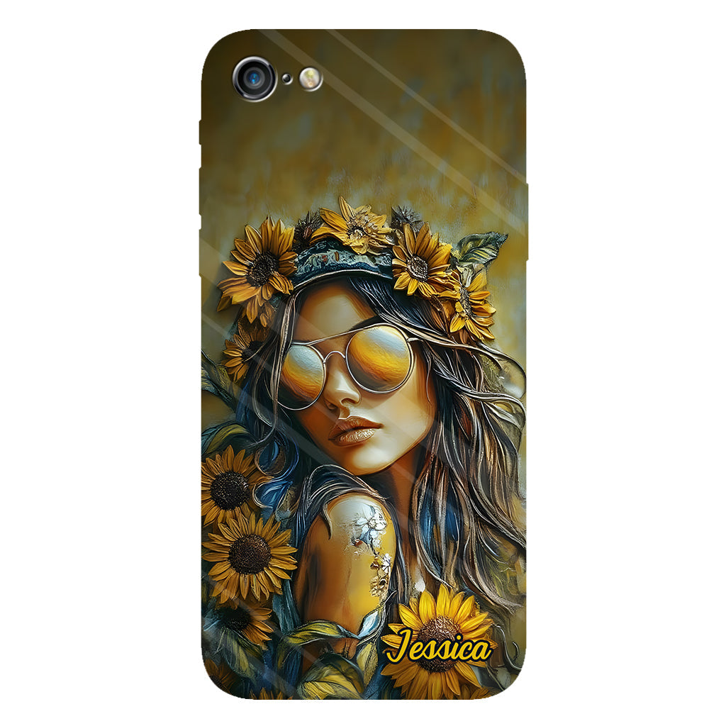 Coque de téléphone personnalisée Hippie Soul Sunflower Girl - Motif hippie intégral