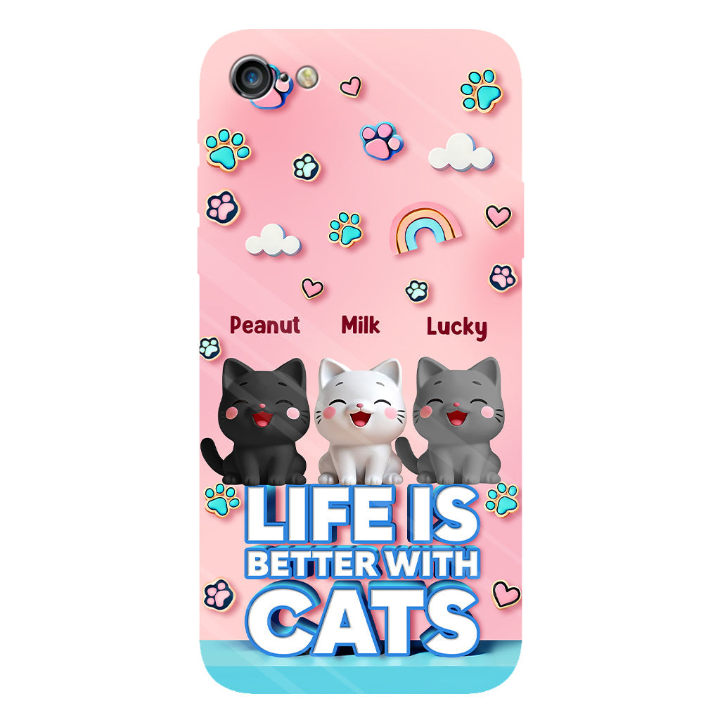 La vie est plus belle avec un chat - Coque de téléphone personnalisée avec motif chat.