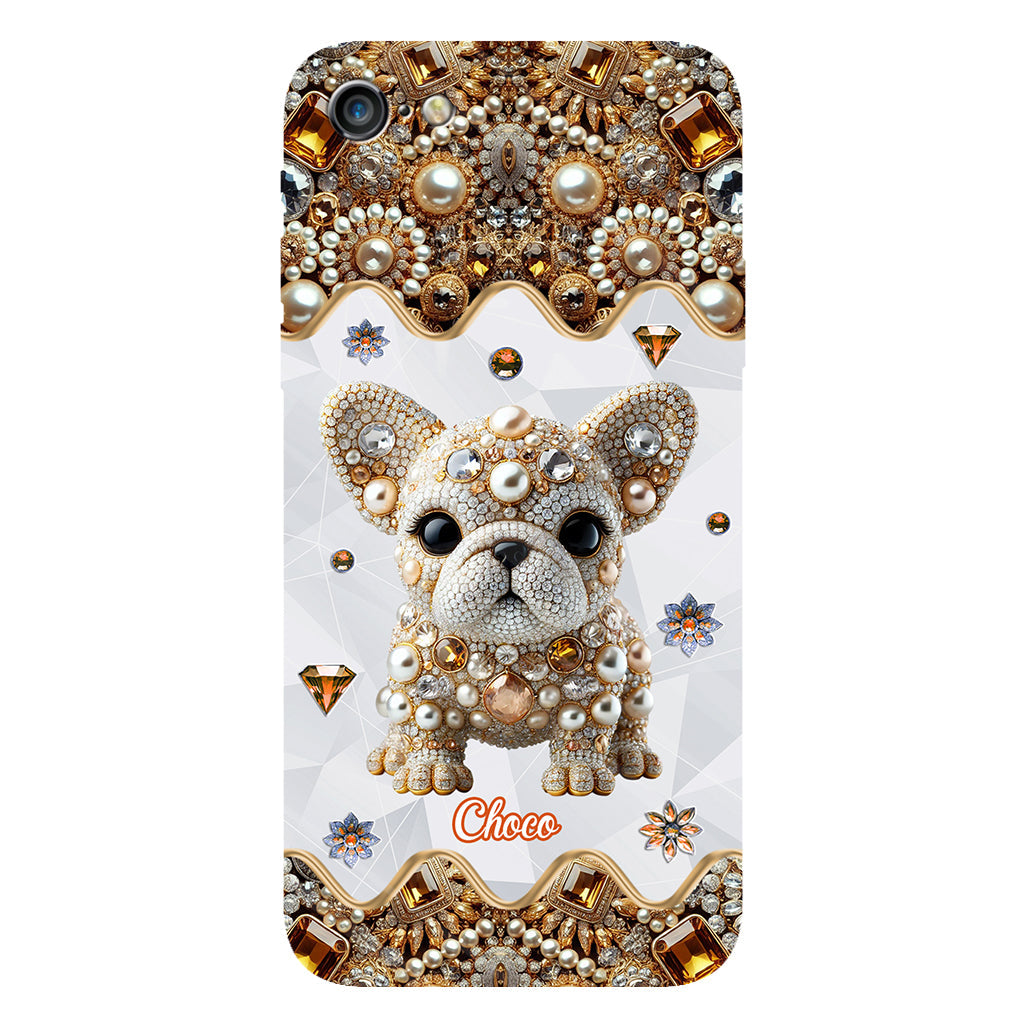 Coque de téléphone personnalisée avec motif intégral de bouledogue français « J’adore »