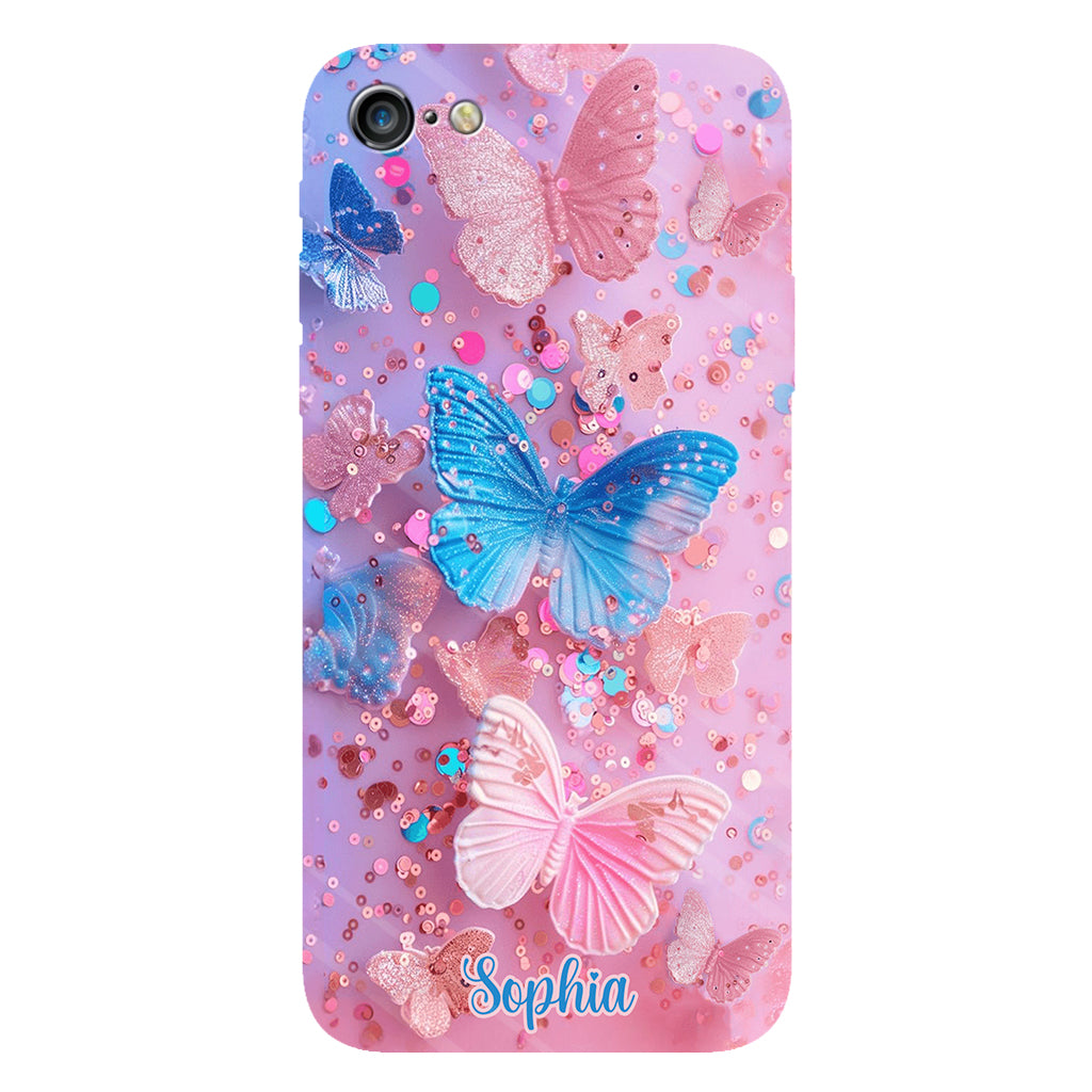 Coque de téléphone personnalisée avec motif papillon scintillant - Papillons scintillants