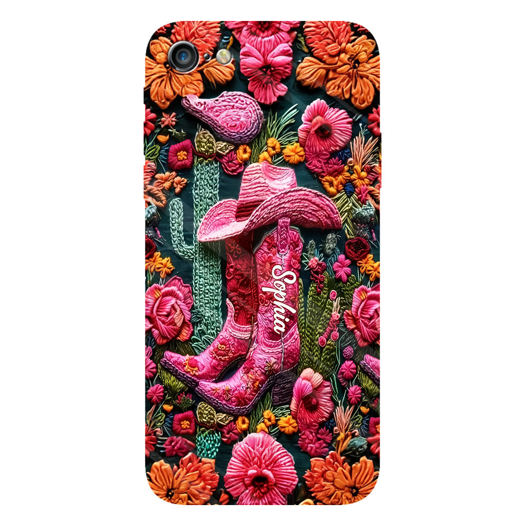 Coque de téléphone personnalisée « Cowgirl rose » avec imprimé intégral