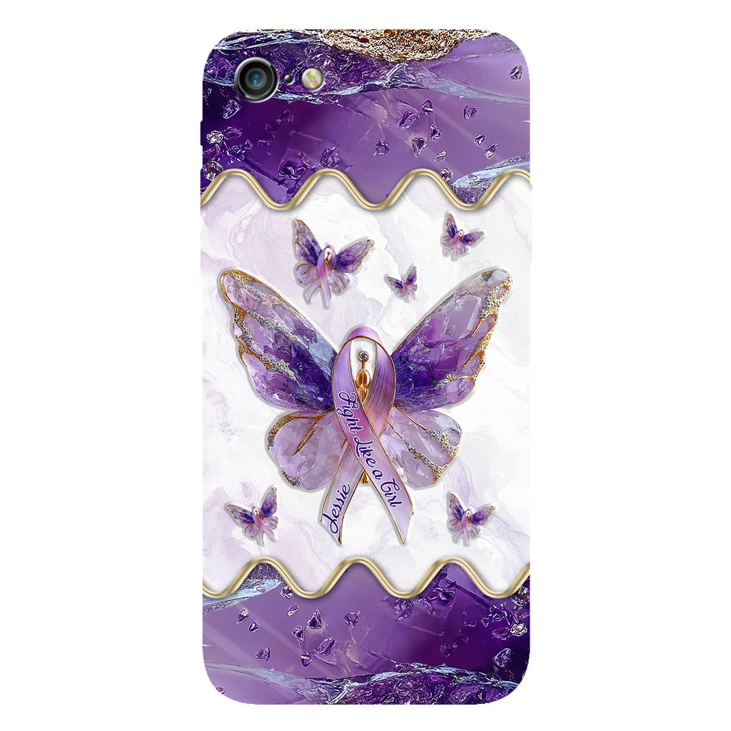 Combattez comme une fille - Coque de téléphone personnalisée avec impression intégrale pour la sensibilisation au lupus