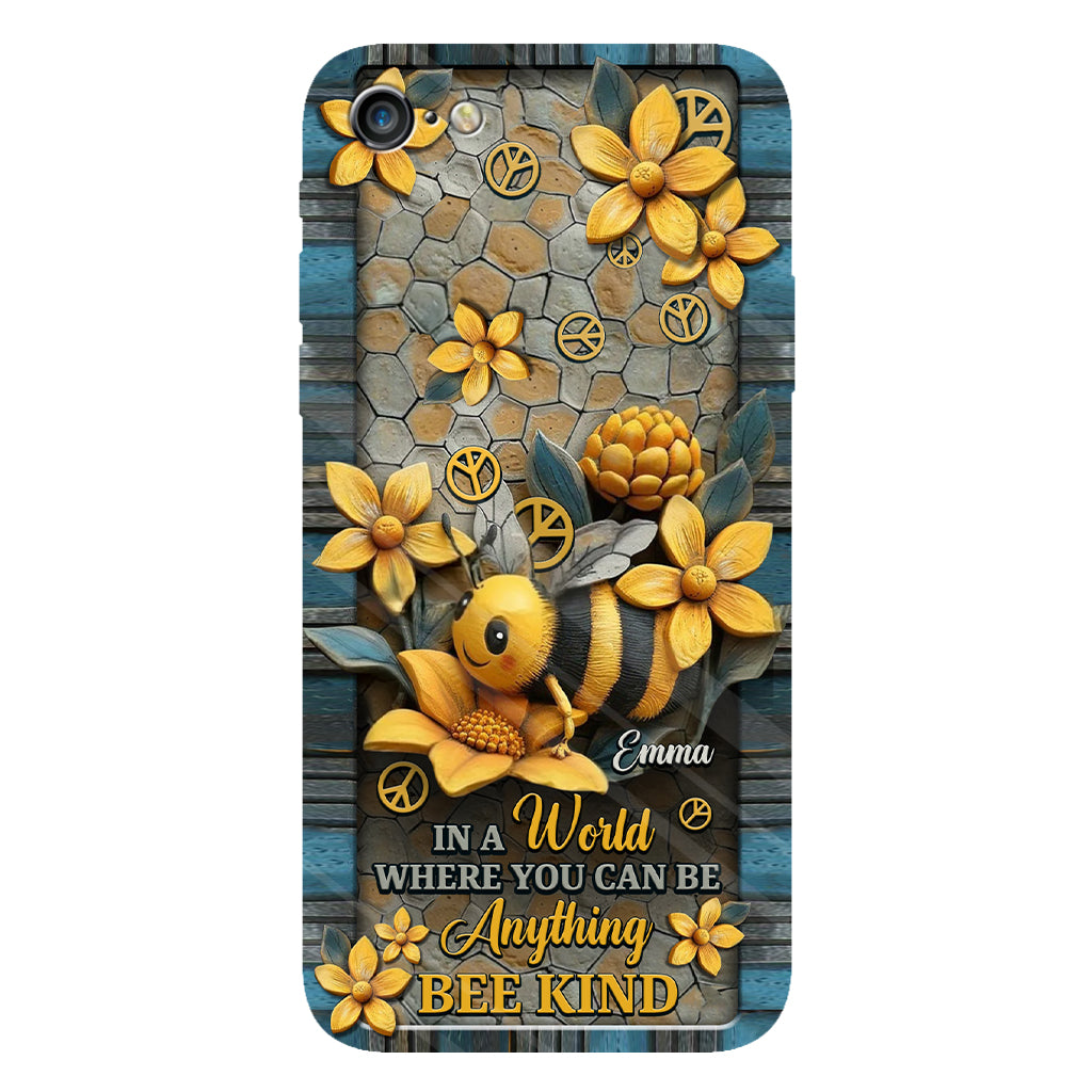 In A World Where You Can Be Anything Be Kind - Personalized Hippie Full Print Phone Case