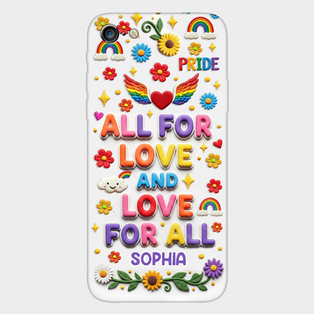 Tout pour l'amour et l'amour pour tous - Coque de téléphone personnalisée avec imprimé intégral en soutien LGBT