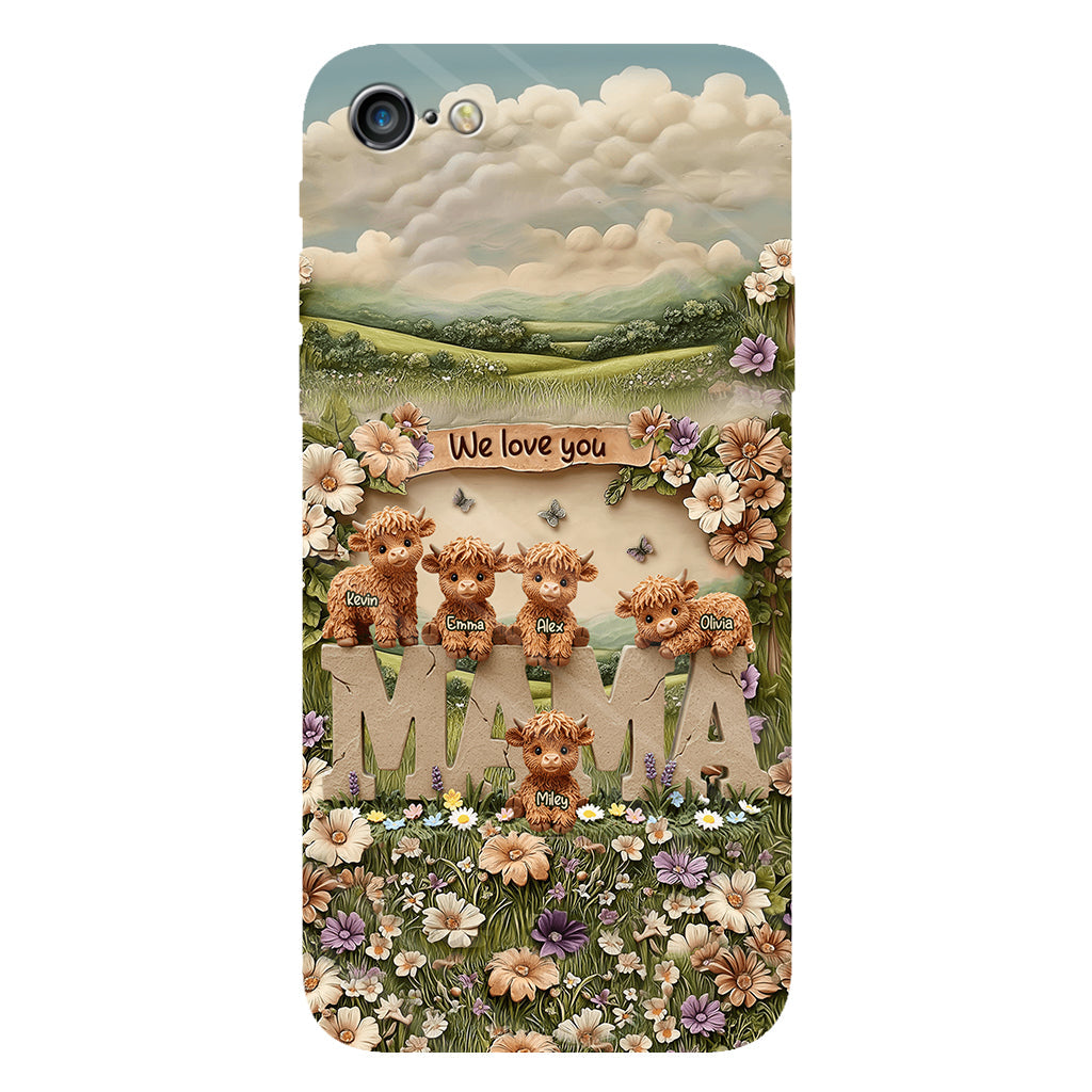 Coque de téléphone personnalisée avec motif vache des Highlands mignonne, maman et grand-mère - Coque de téléphone imprimée intégralement pour maman
