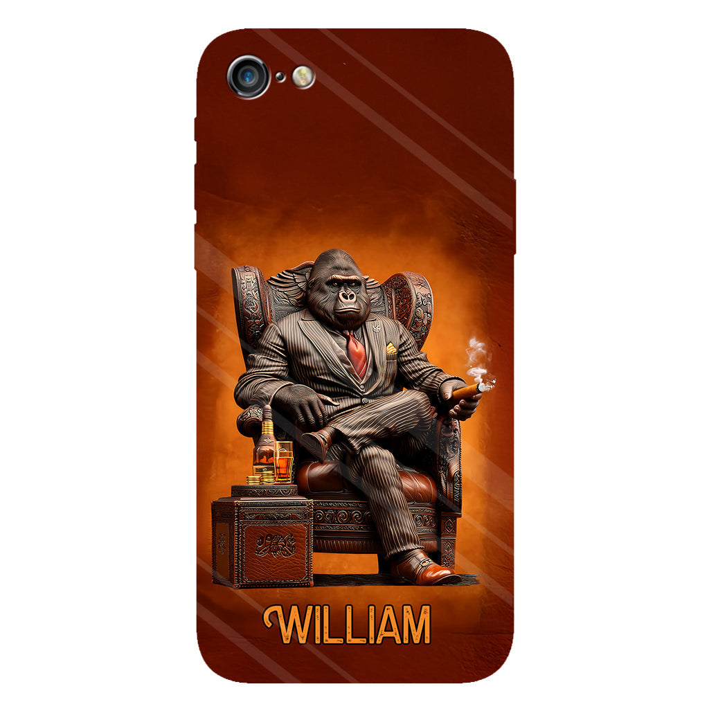 Whiskey & Cigar Gorilla - Personalized Whisky Full Print Phone Case