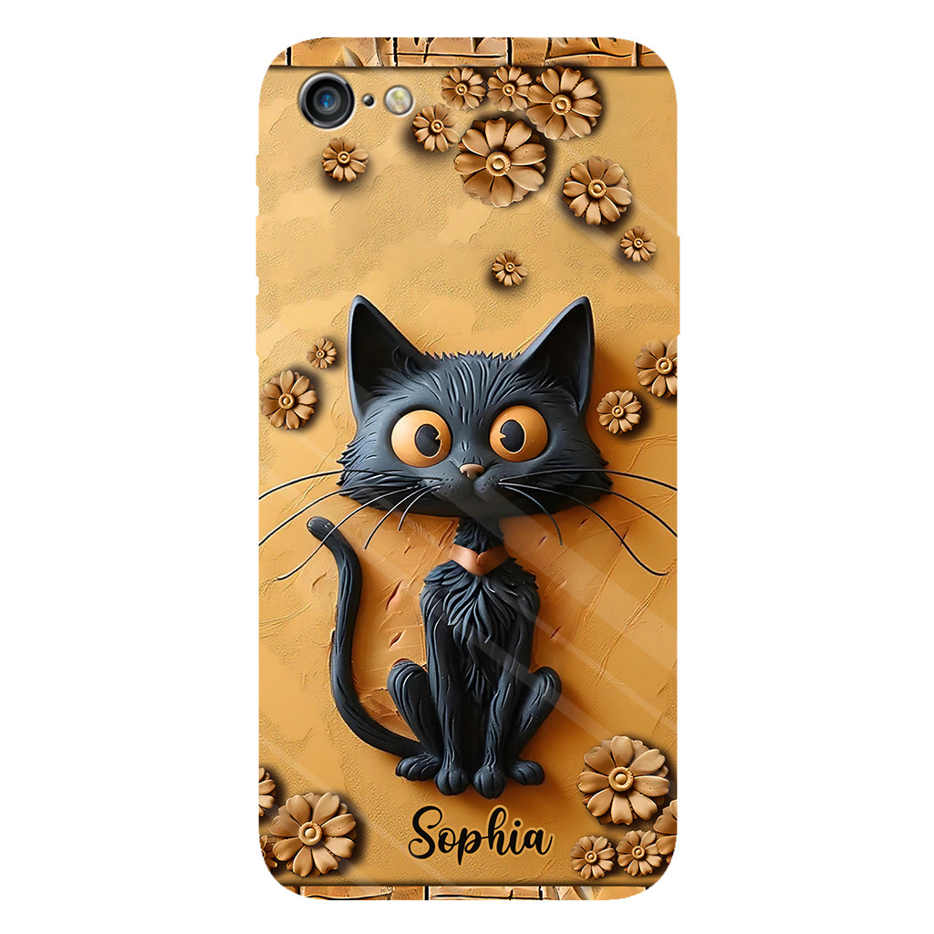 Cute Black Cat - Personalized Black Cat Full Print Phone Case