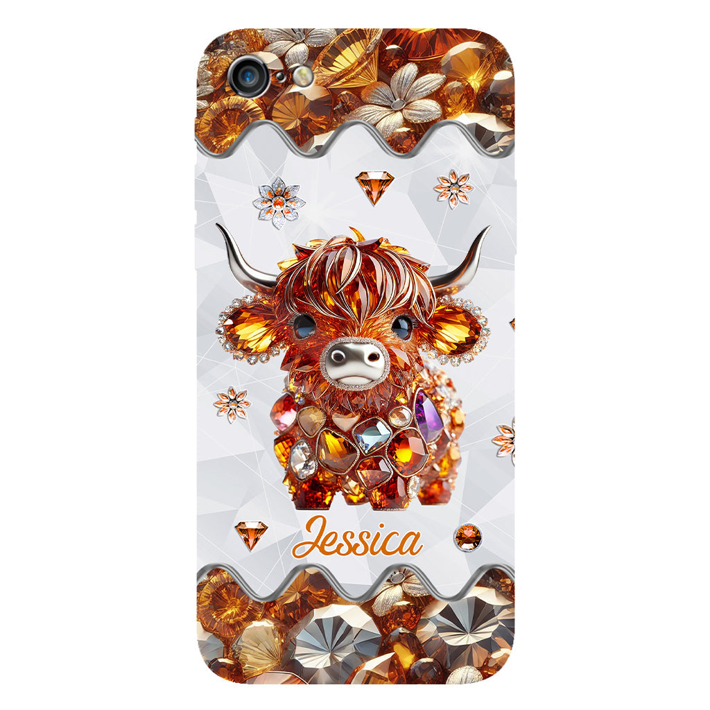 Coque de téléphone personnalisée avec impression intégrale « Juste une fille qui aime les vaches des Highlands »