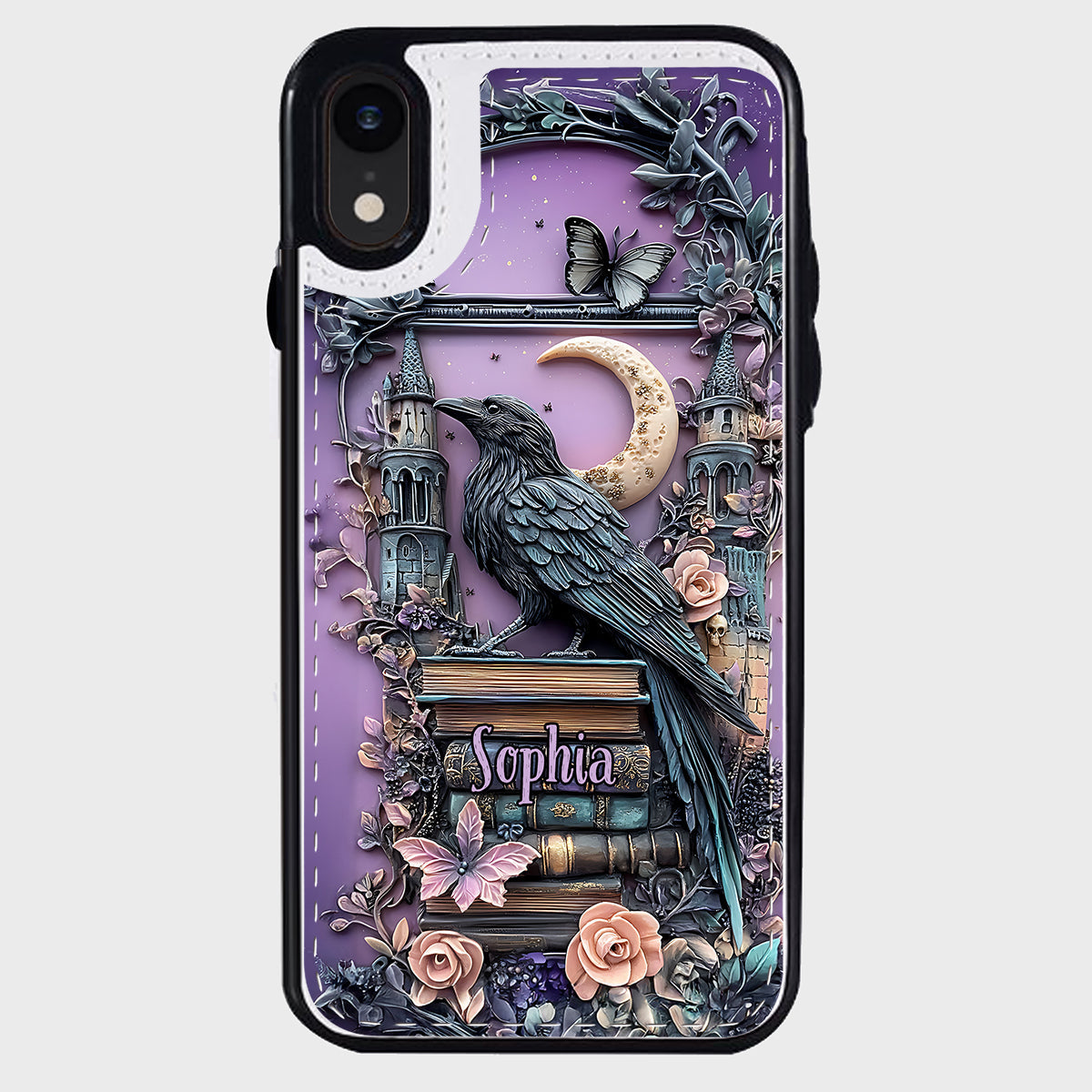 Étui portefeuille pliable personnalisé Dark Academia Book Reader - Étui de téléphone avec livre intégré