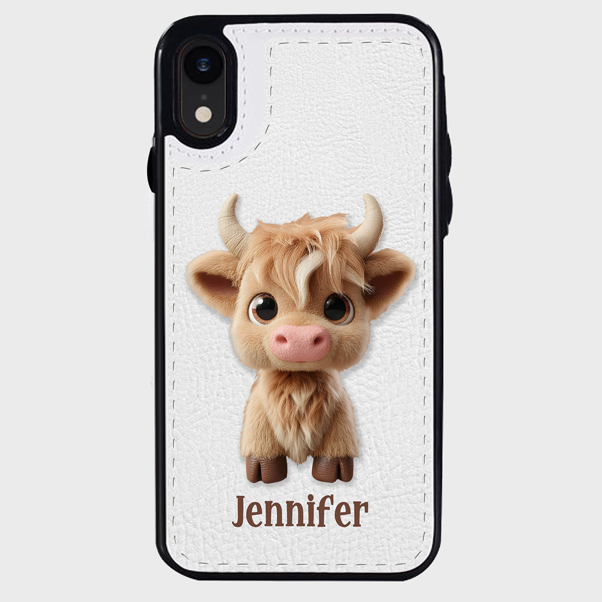 Étui portefeuille pliable personnalisé avec une adorable vache des Highlands