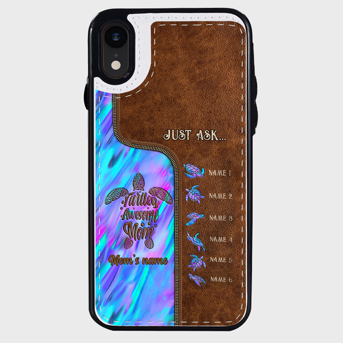Étui portefeuille pliable personnalisé « Main dans la main » pour téléphone, motif maman